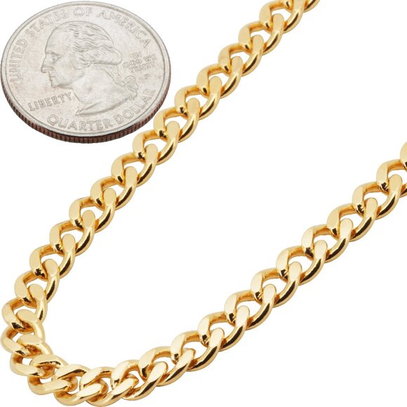 18k Yellow Gold Filled 6mm Curb Cuban Link Chain Necklace 20”-24”